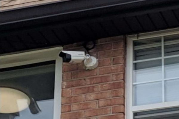 security camera mounted on a wall