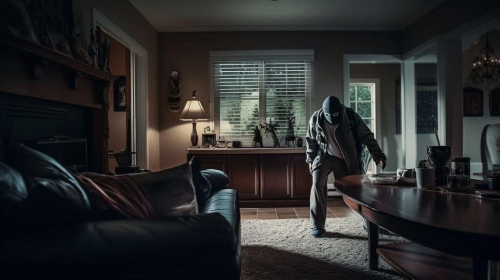 Break-in into suburban home by masked burglar